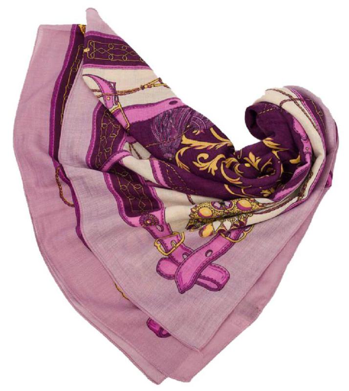 Damen Tuch Groß Viskose 130X130 cm Lila Pink